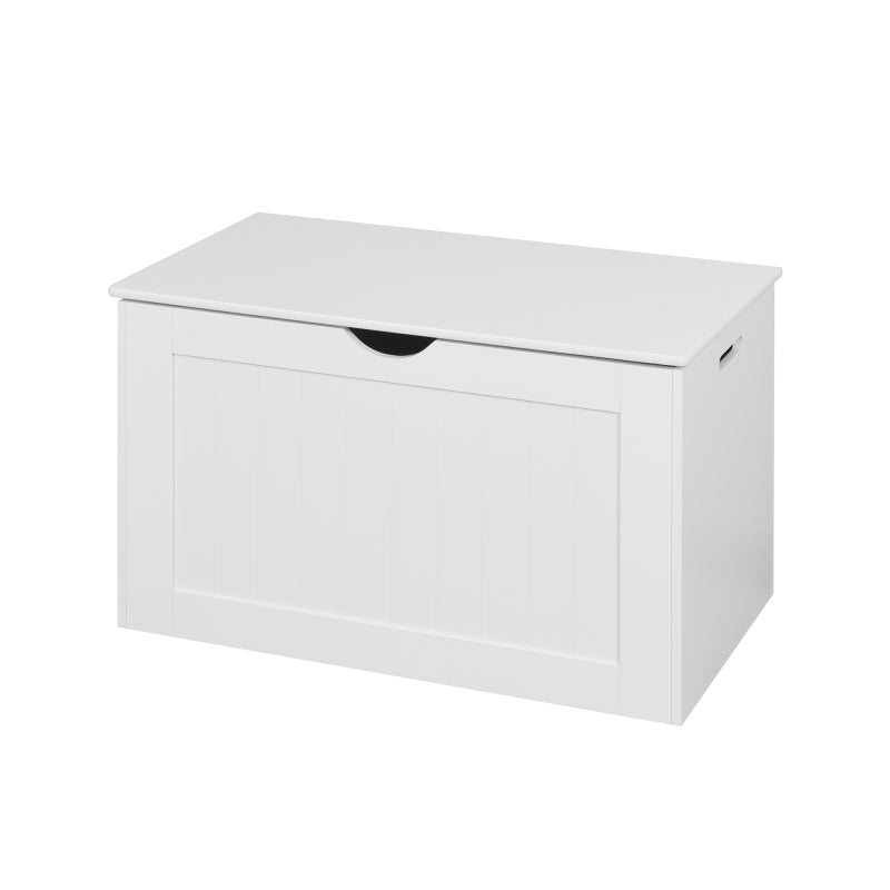 Modern White Lift-Top Toy Box for Entryway, Safety Hinges
