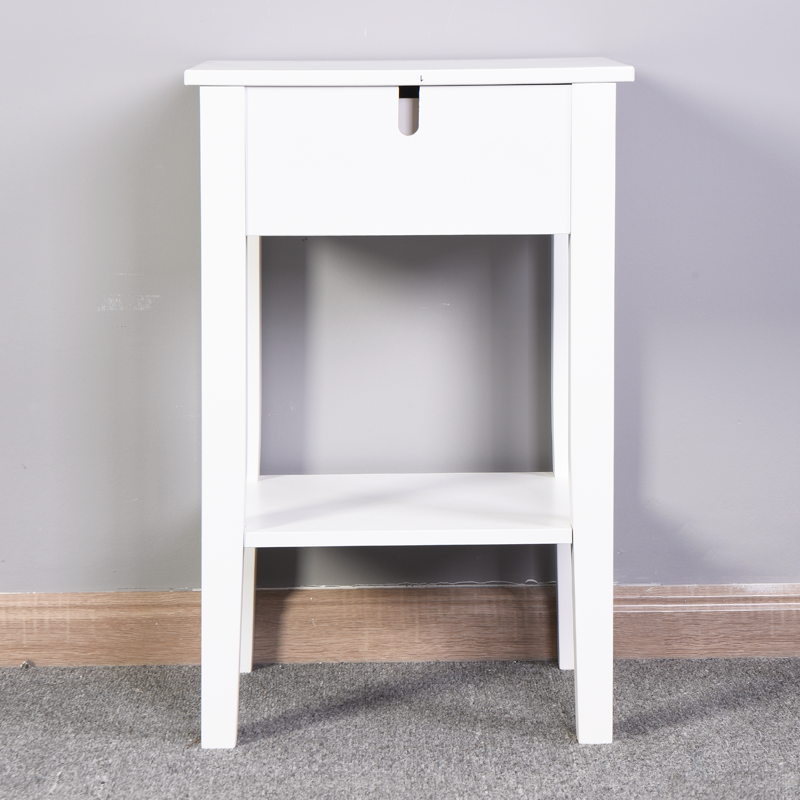Modern White Bathroom Storage Table with Drawer
