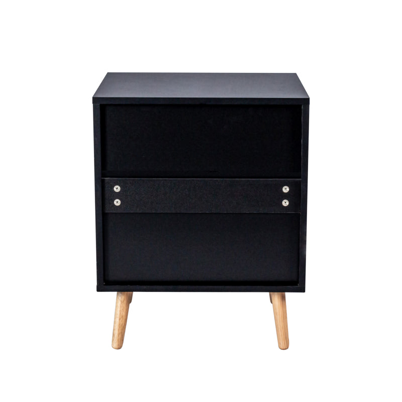 Boho Rattan Nightstand for Bedroom with Handwoven Fronts