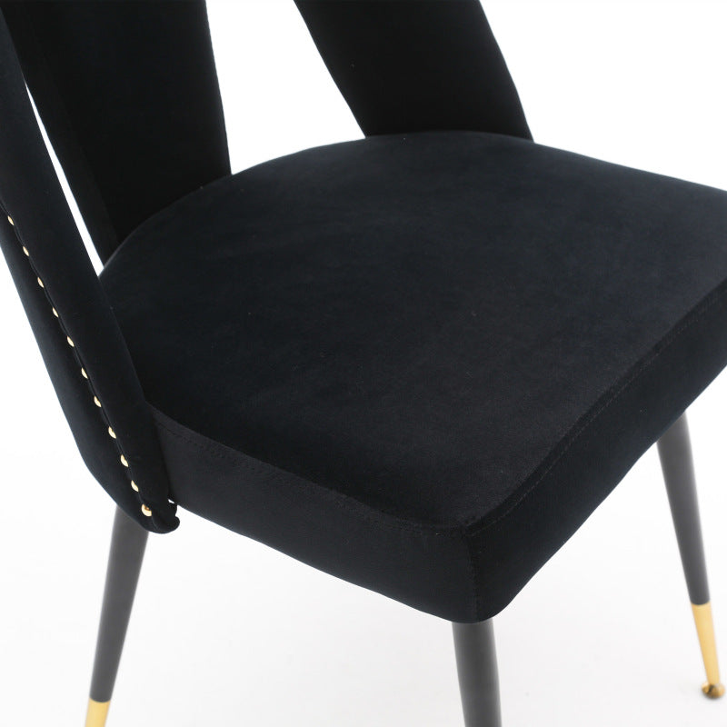 A&A Furniture Akoya Velvet Dining Chairs, Gold-Tipped Legs