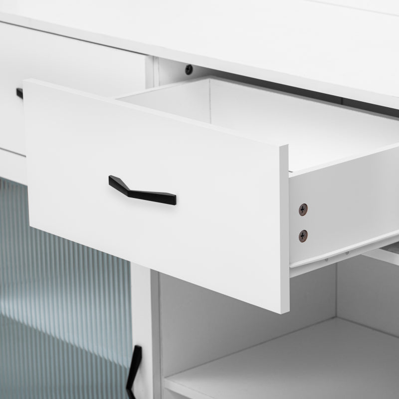 Modern White Sideboard for Dining Room & Kitchen, Solid Wood