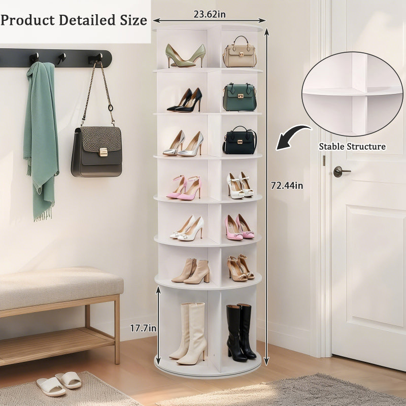 Modern 7-Tier 360° Shoe Tower for Entryway, 28 Pairs