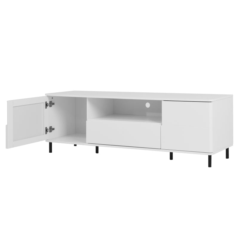 Modern High-Gloss TV Stand for Living Room with Shelves