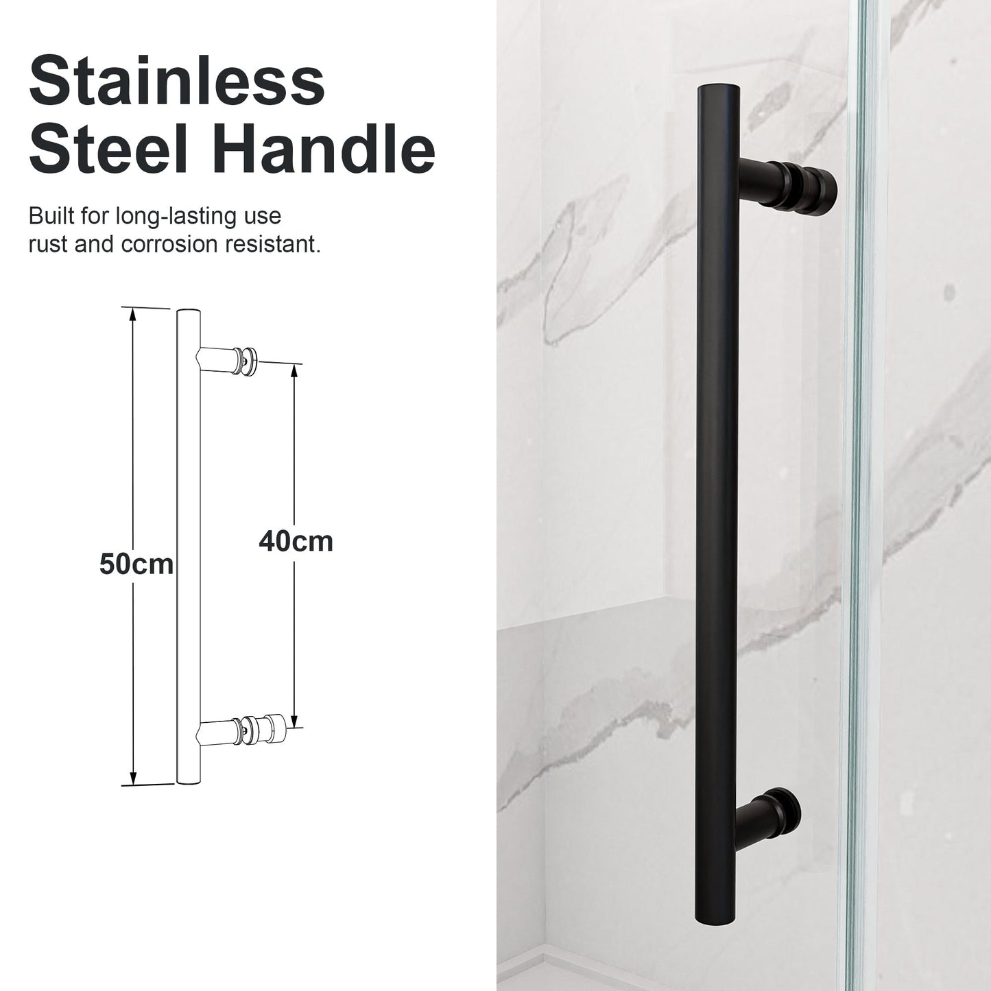 Frameless Sliding Shower Door 56-60 in, Matte Black 8mm