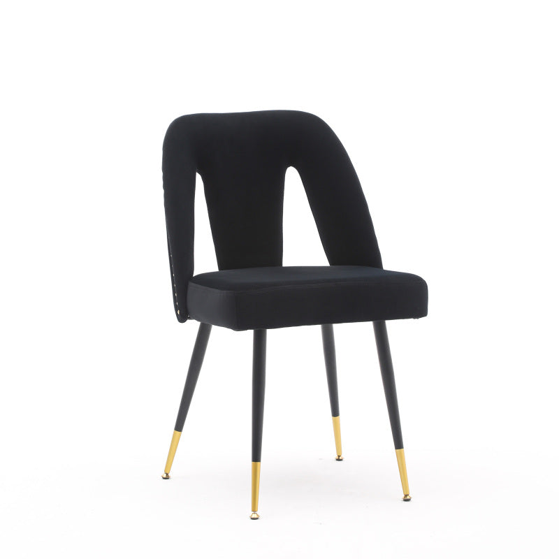 A&A Furniture Akoya Velvet Dining Chairs, Gold-Tipped Legs