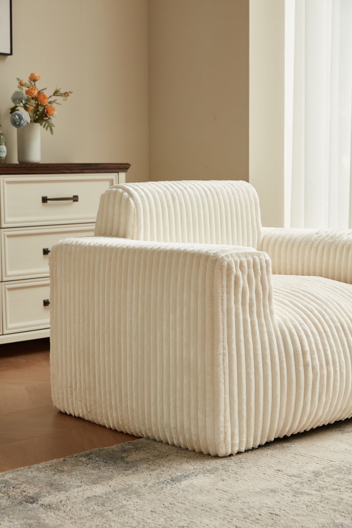 MAXYOYO Plush Bean Bag Sofa for Living Room, Arms & Pillows