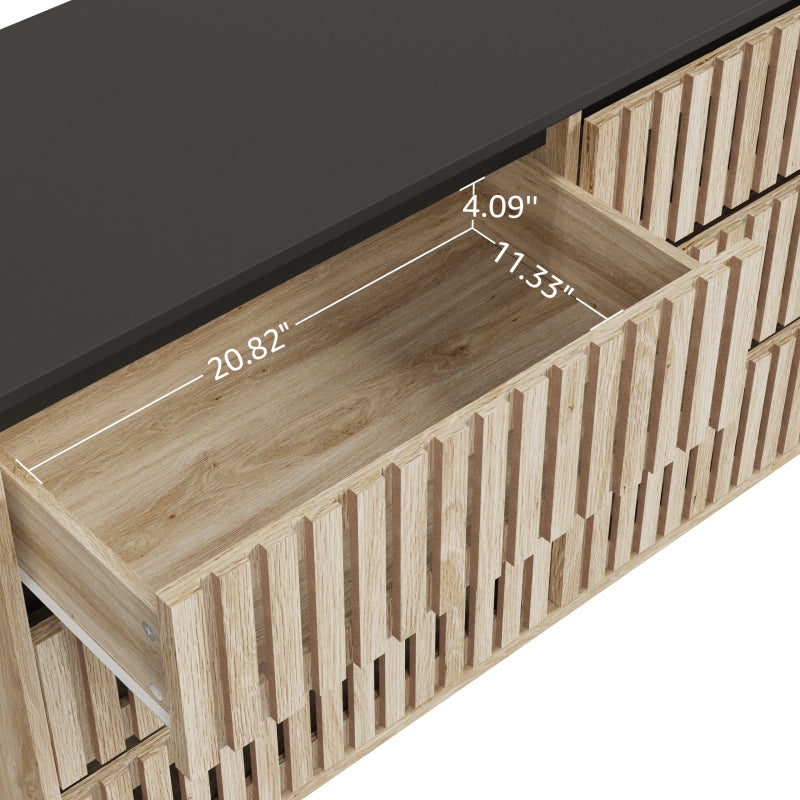 Modern Fluted 6-Drawer Bedroom Dresser, Two-Tone Design