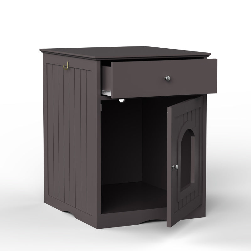 Modern Wood Cat Litter Box End Table, Indoor, Hides Litter