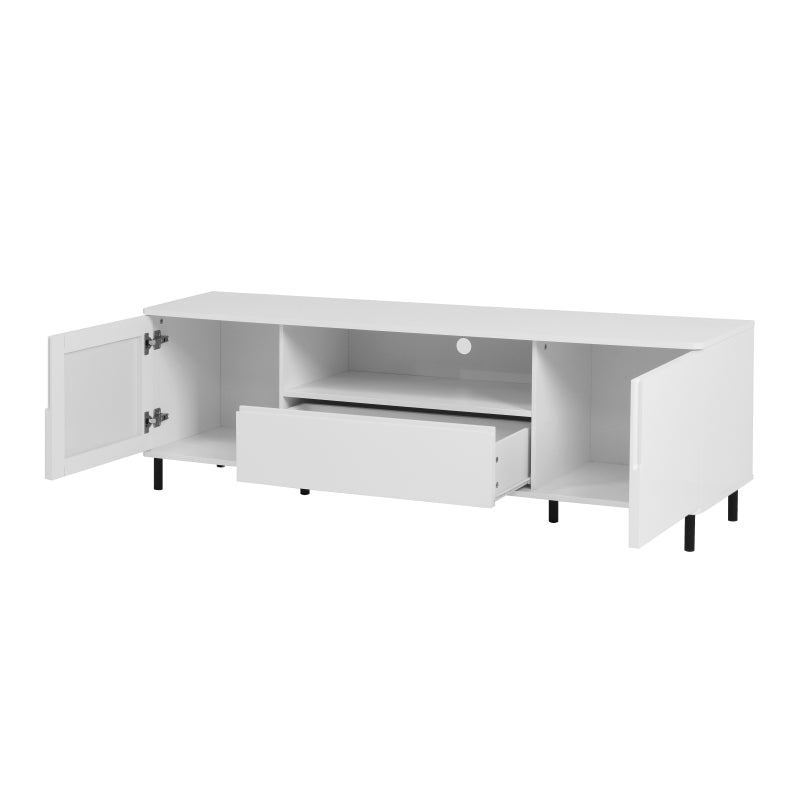 Modern High-Gloss TV Stand for Living Room with Shelves