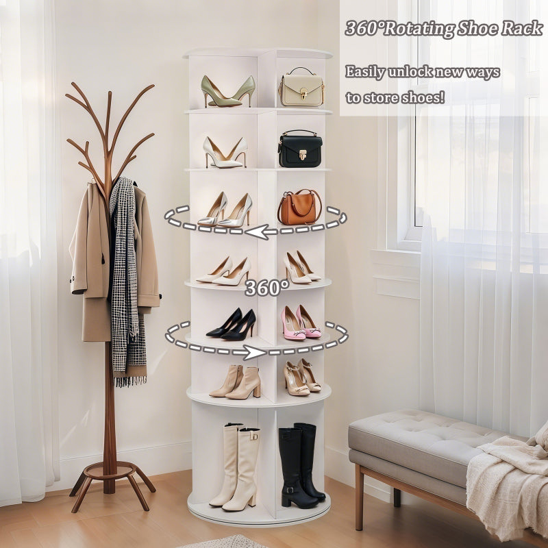 Modern 7-Tier 360° Shoe Tower for Entryway, 28 Pairs