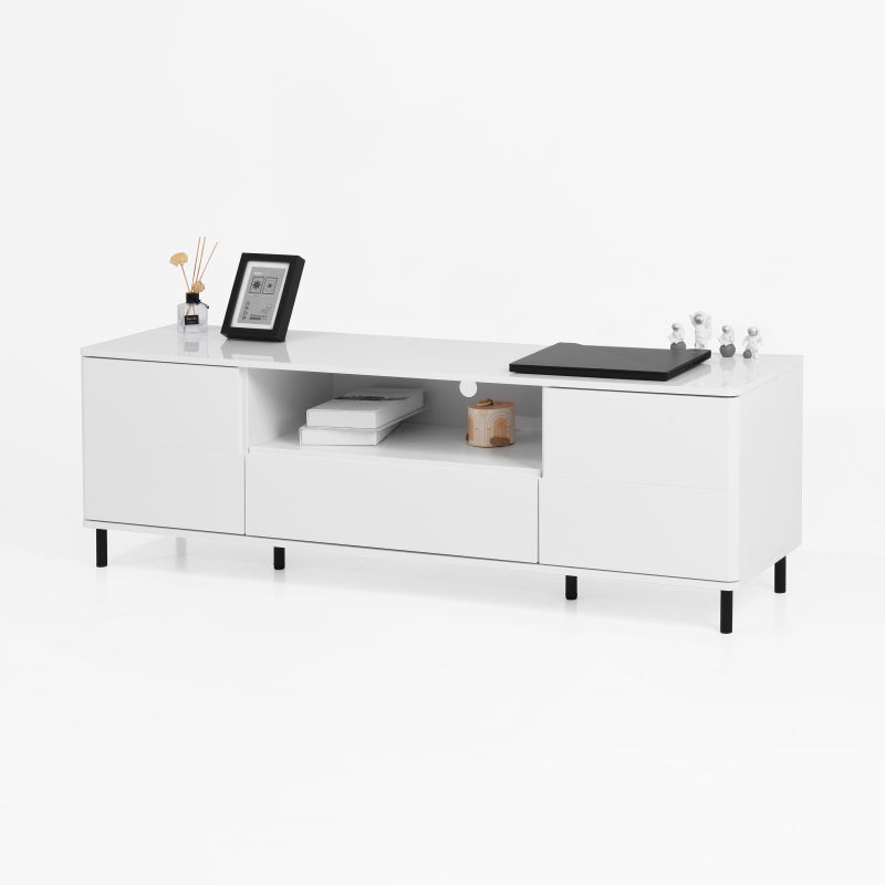 Modern High-Gloss TV Stand for Living Room with Shelves