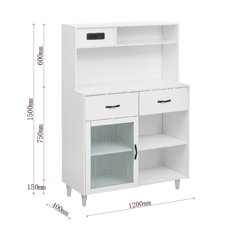 Modern White Sideboard for Dining Room & Kitchen, Solid Wood