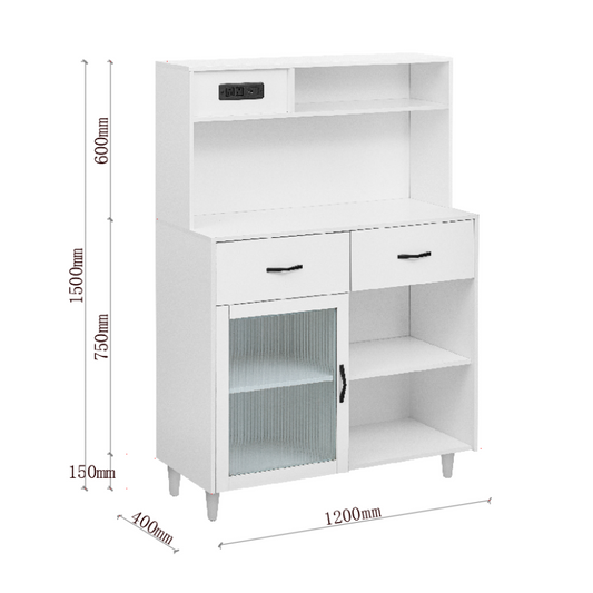 Modern White Sideboard for Dining Room & Kitchen, Solid Wood