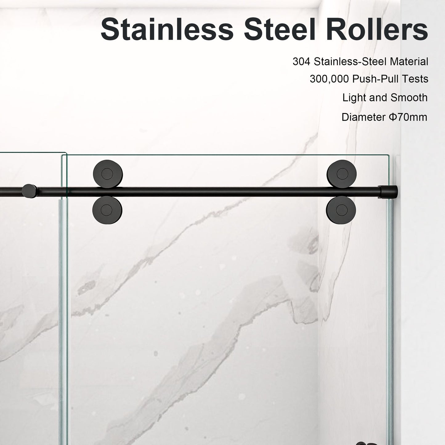 Frameless Sliding Shower Door 56-60 in, Matte Black 8mm
