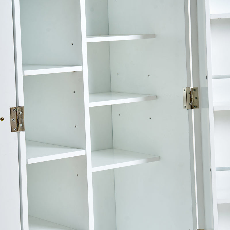 Modern White Pantry Cabinet for Kitchen, Adjustable Shelves