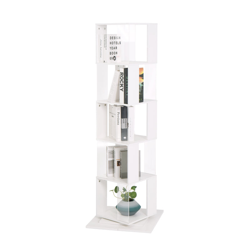 Modern Rotating 5-Tier Bookcase, Living Room, Anti-Tip Base