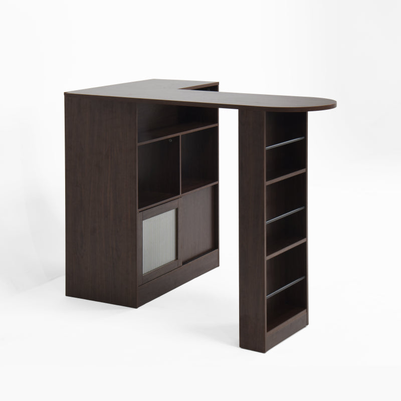 Modern Walnut Bar Cabinet for Dining, Rotating Top