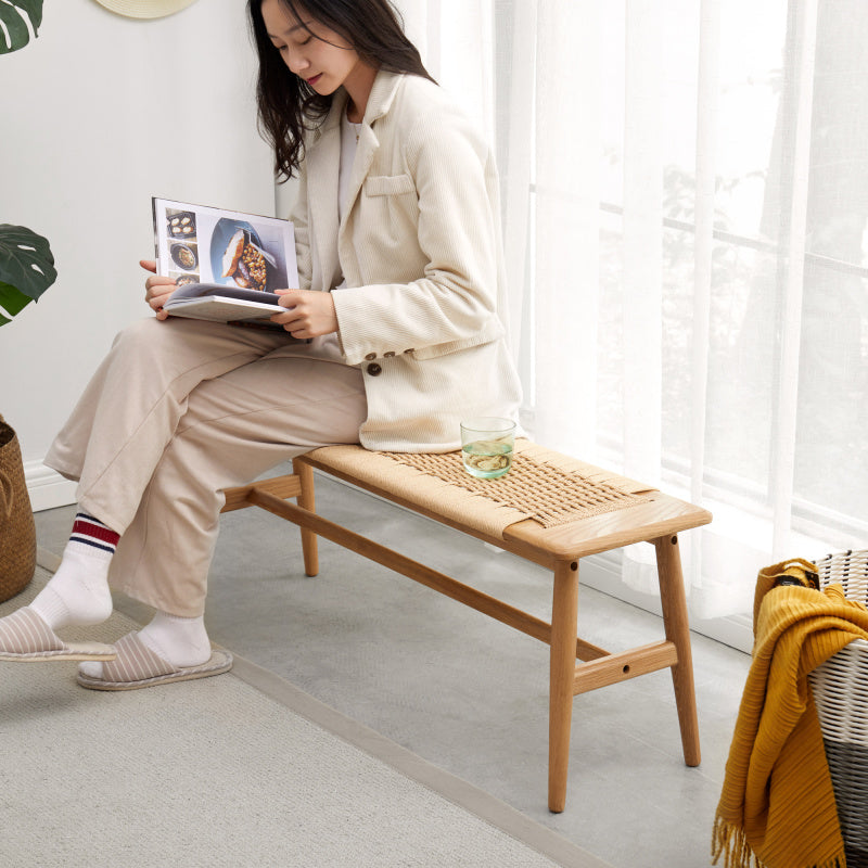 Minimalist Solid Oak Dining Bench for Dining Room or Bedroom
