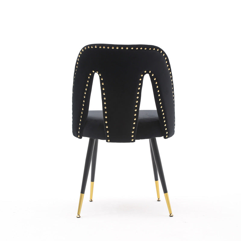 A&A Furniture Akoya Velvet Dining Chairs, Gold-Tipped Legs