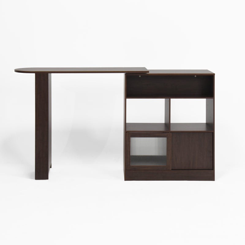 Modern Walnut Bar Cabinet for Dining, Rotating Top