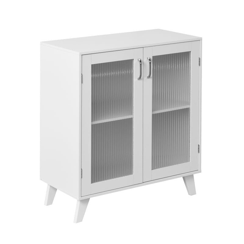 Modern Glass-Door Living Room Cabinet with Adjustable Shelf
