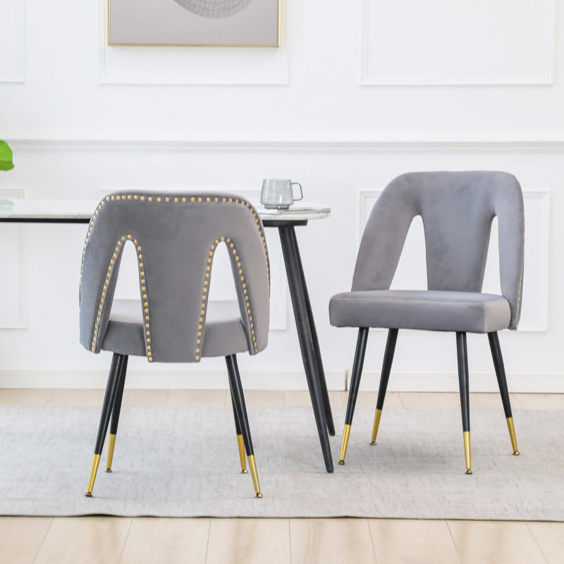 A&A Furniture Akoya Velvet Dining Chairs, Gold-Tipped Legs