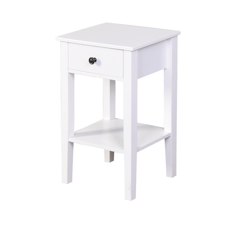 Modern White Bathroom Storage Table with Drawer