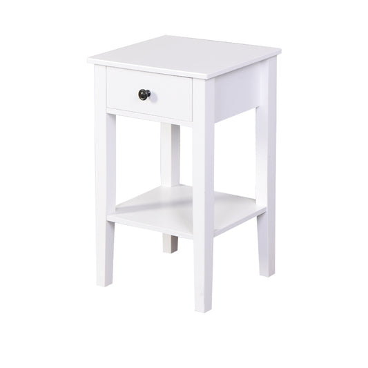 Modern White Bathroom Storage Table with Drawer