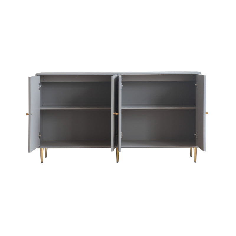 Modern Gray Sideboard for Dining & Entryway, 4-Door Storage