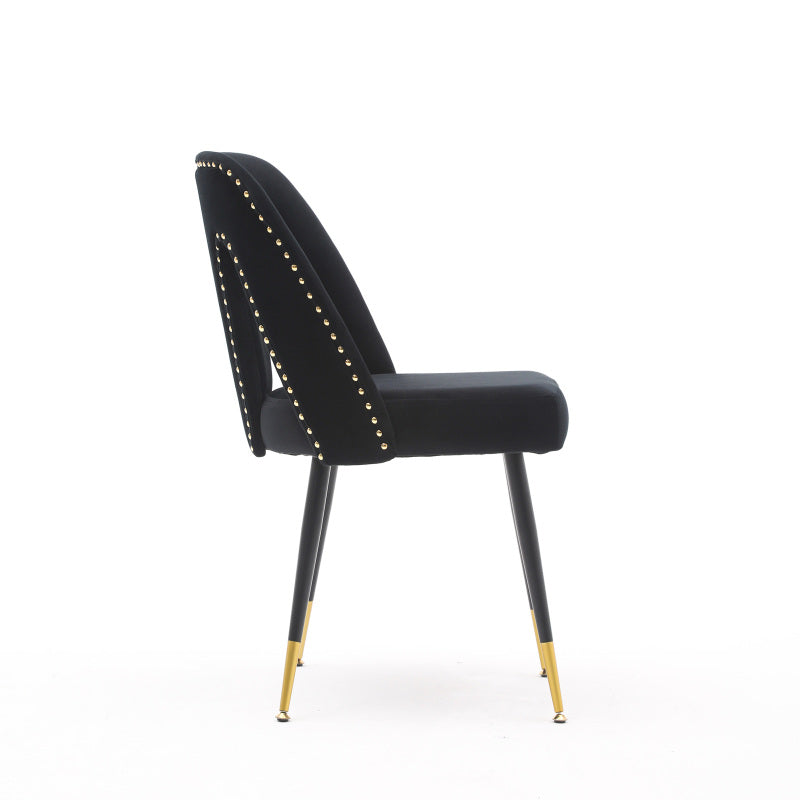 A&A Furniture Akoya Velvet Dining Chairs, Gold-Tipped Legs