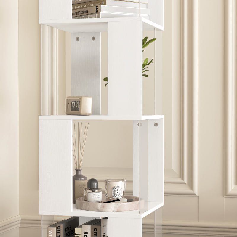 Modern Rotating 5-Tier Bookcase, Living Room, Anti-Tip Base