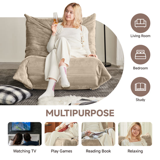 Cozy Teddy Bean Bag Chair for Reading Nooks, Memory Foam