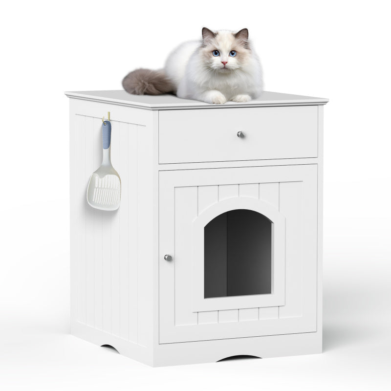 Modern Wood Cat Litter Box End Table, Indoor, Hides Litter