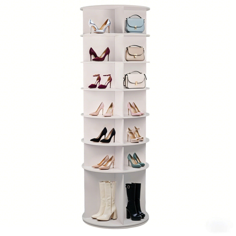 Modern 7-Tier 360° Shoe Tower for Entryway, 28 Pairs