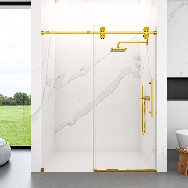 Frameless Sliding Shower Door 56-60 in, Matte Black 8mm