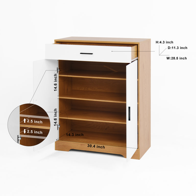 Modern Shoe Cabinet for Entryway with Adjustable Shelves