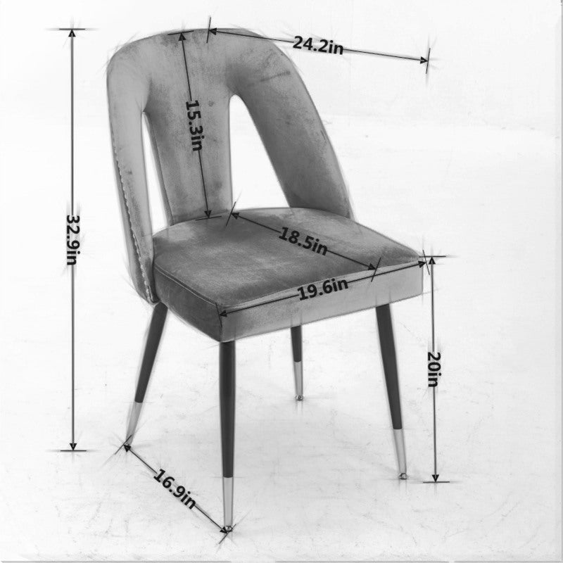 A&A Furniture Akoya Velvet Dining Chairs, Gold-Tipped Legs