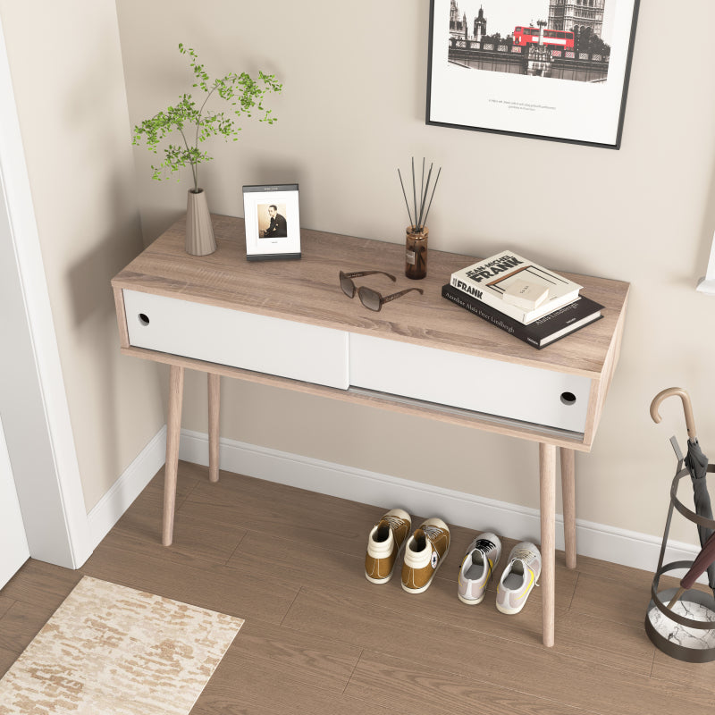 Modern Entryway Console Table with Sliding Doors and Storage