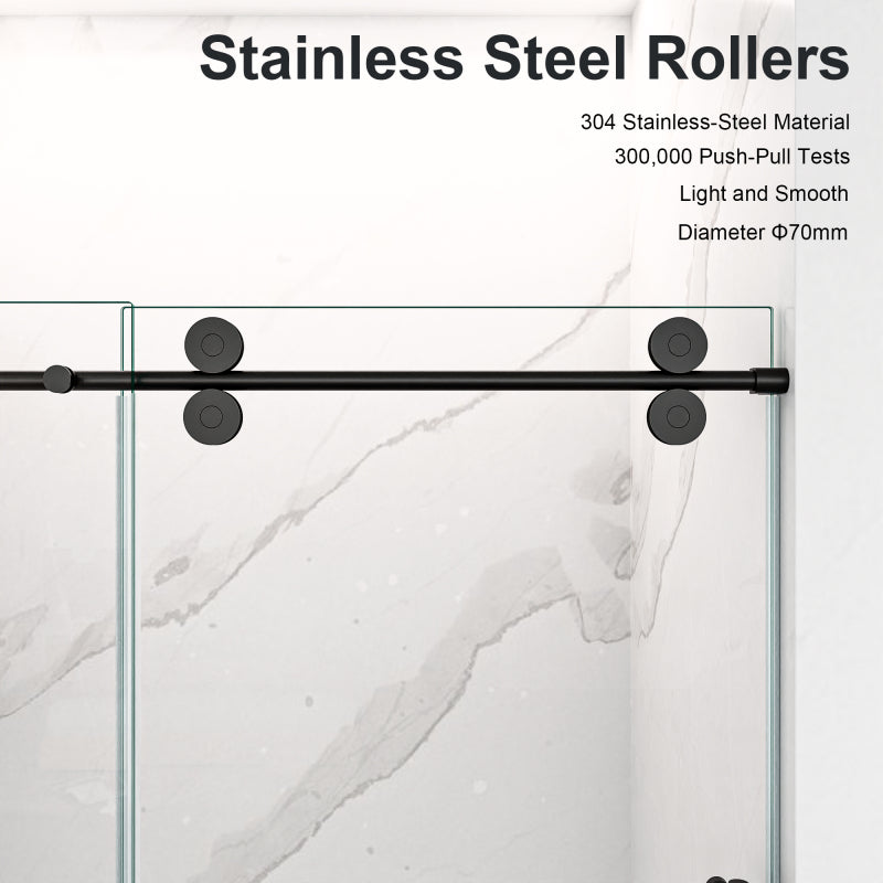 Frameless Sliding Shower Door 56-60 in, Matte Black 8mm