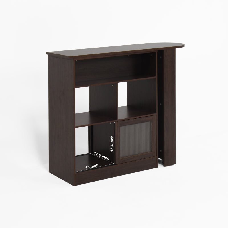 Modern Walnut Bar Cabinet for Dining, Rotating Top