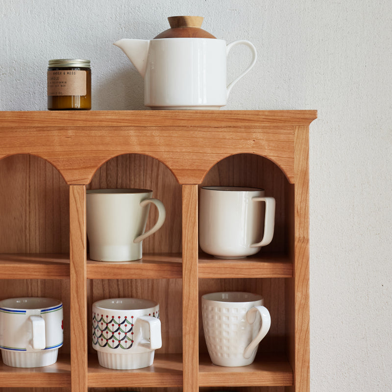 Modern European Kitchen Mug Rack, One-Piece Solid Cherry