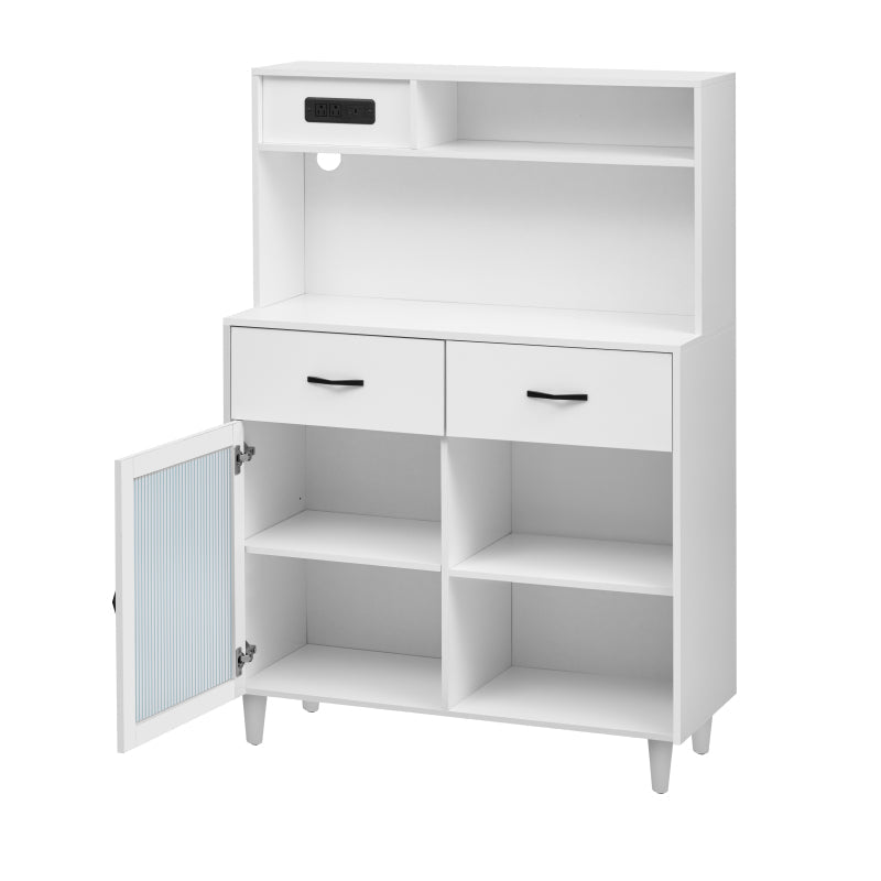 Modern White Sideboard for Dining Room & Kitchen, Solid Wood