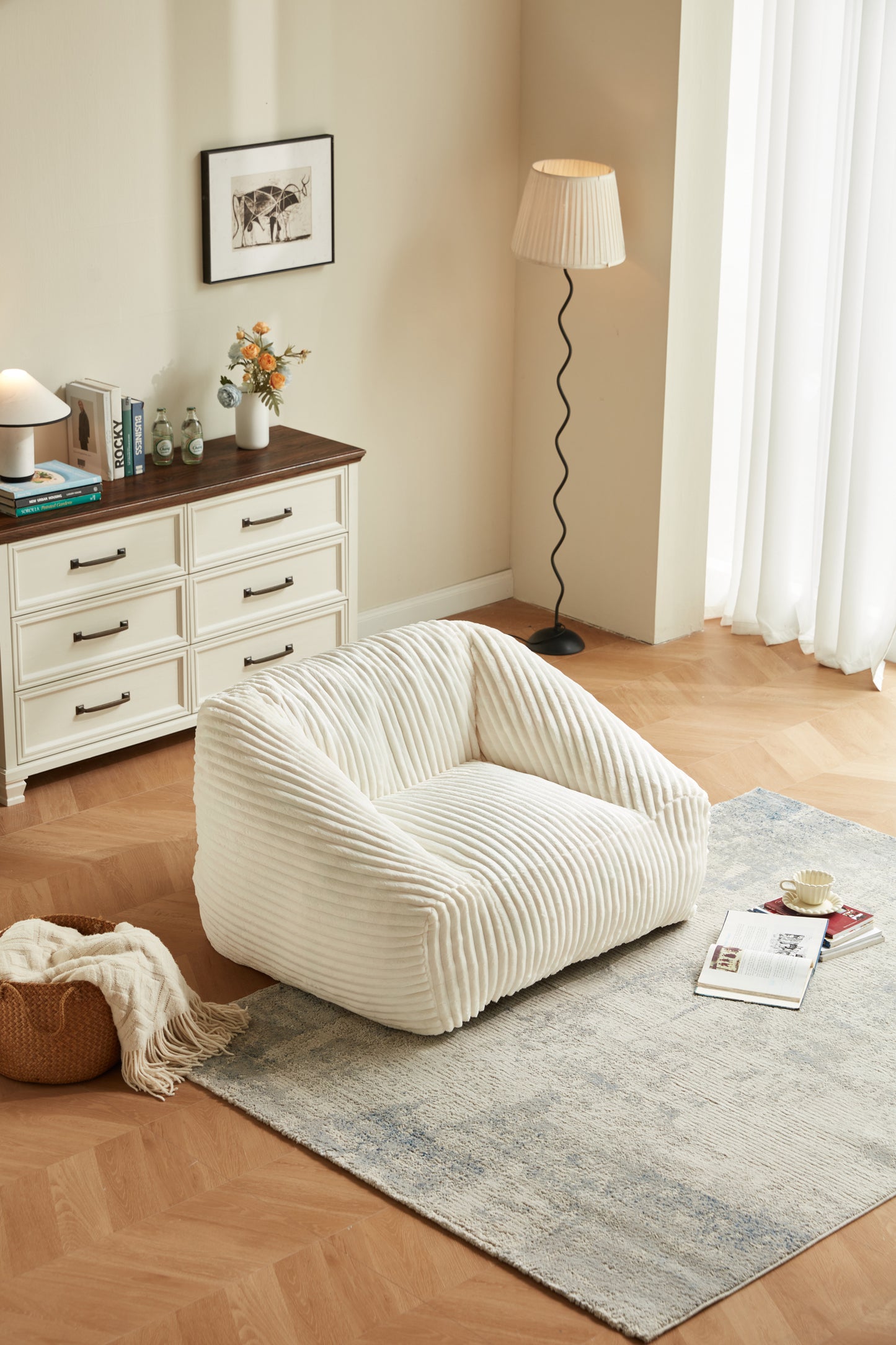 BYBYME Cozy Oversized Bean Bag Chair, Living Room & Gaming