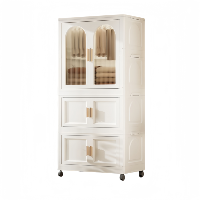 Modern Rolling Wardrobe for Small Spaces with Magnetic Door