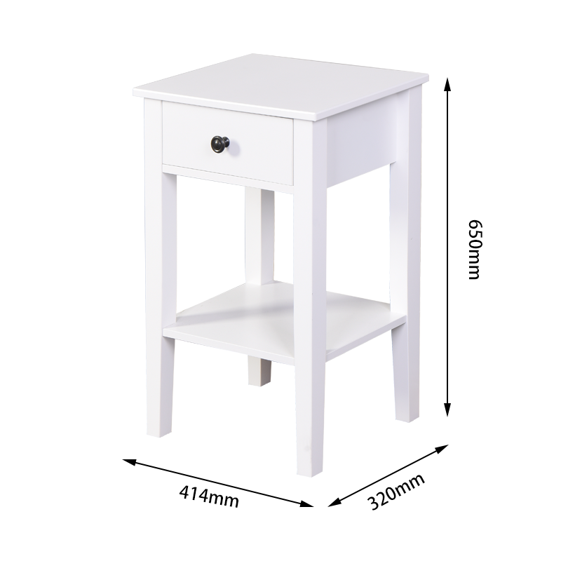Modern White Bathroom Storage Table with Drawer