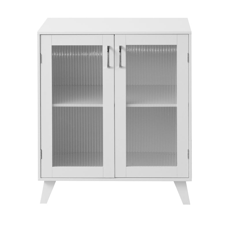 Modern Glass-Door Living Room Cabinet with Adjustable Shelf