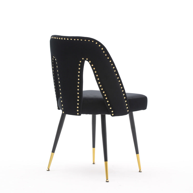 A&A Furniture Akoya Velvet Dining Chairs, Gold-Tipped Legs