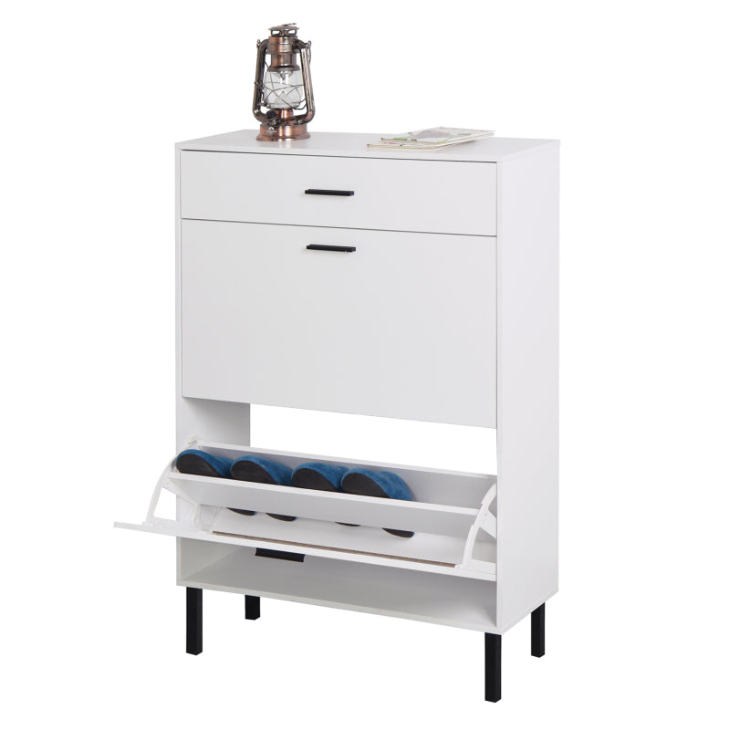 Modern Shoe Cabinet for Entryway with 2 Flip Drawers