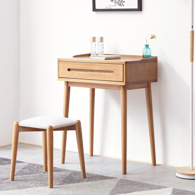 Natural Solid Beech Wood Vanity Stool for Bedroom & Dining