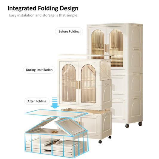 Modern Rolling Wardrobe for Small Spaces with Magnetic Door